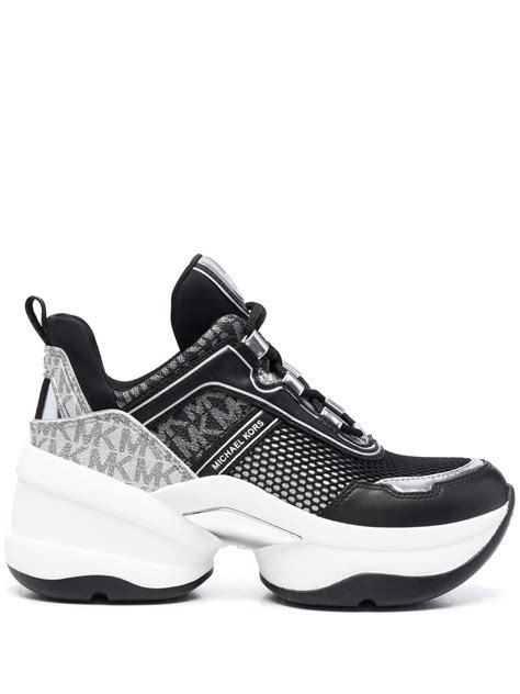 michael michael kors olympia woven and leather trainer|Michael Kors olympia sneakers sale.